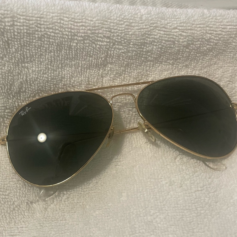 Ray-Ban Gold Frame Sunglasses with Dark Lenses
